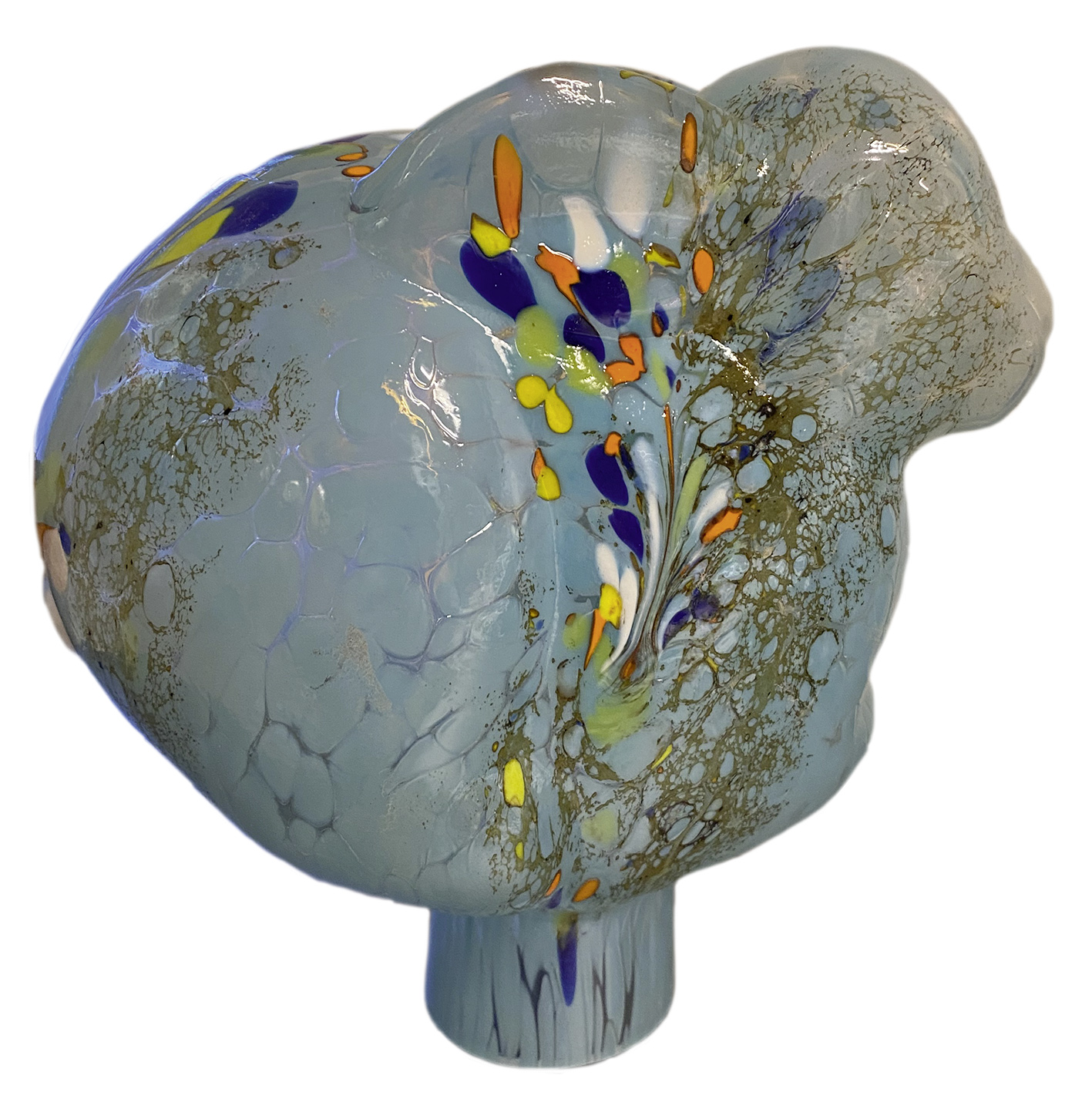 Rosenkugel 19 cm, "Dürer-Hase Türkis", Glas