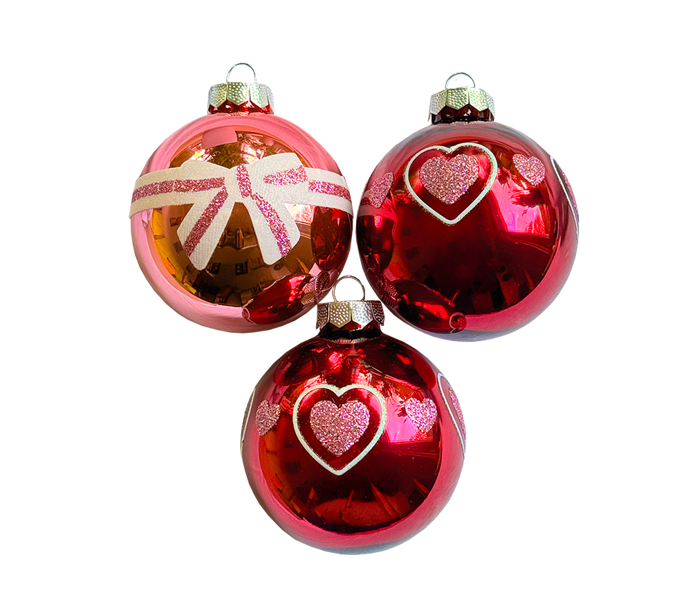 Christbaumschmuck, Kugel-Set 3 Stk., "Herz", Glas Christbaumschmuck, Kugel-Set 3 Stk., "Herz", Glas