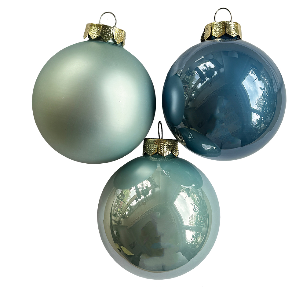 Christbaumschmuck, Kugel-Set 12 Stk., silber-blau, Glas