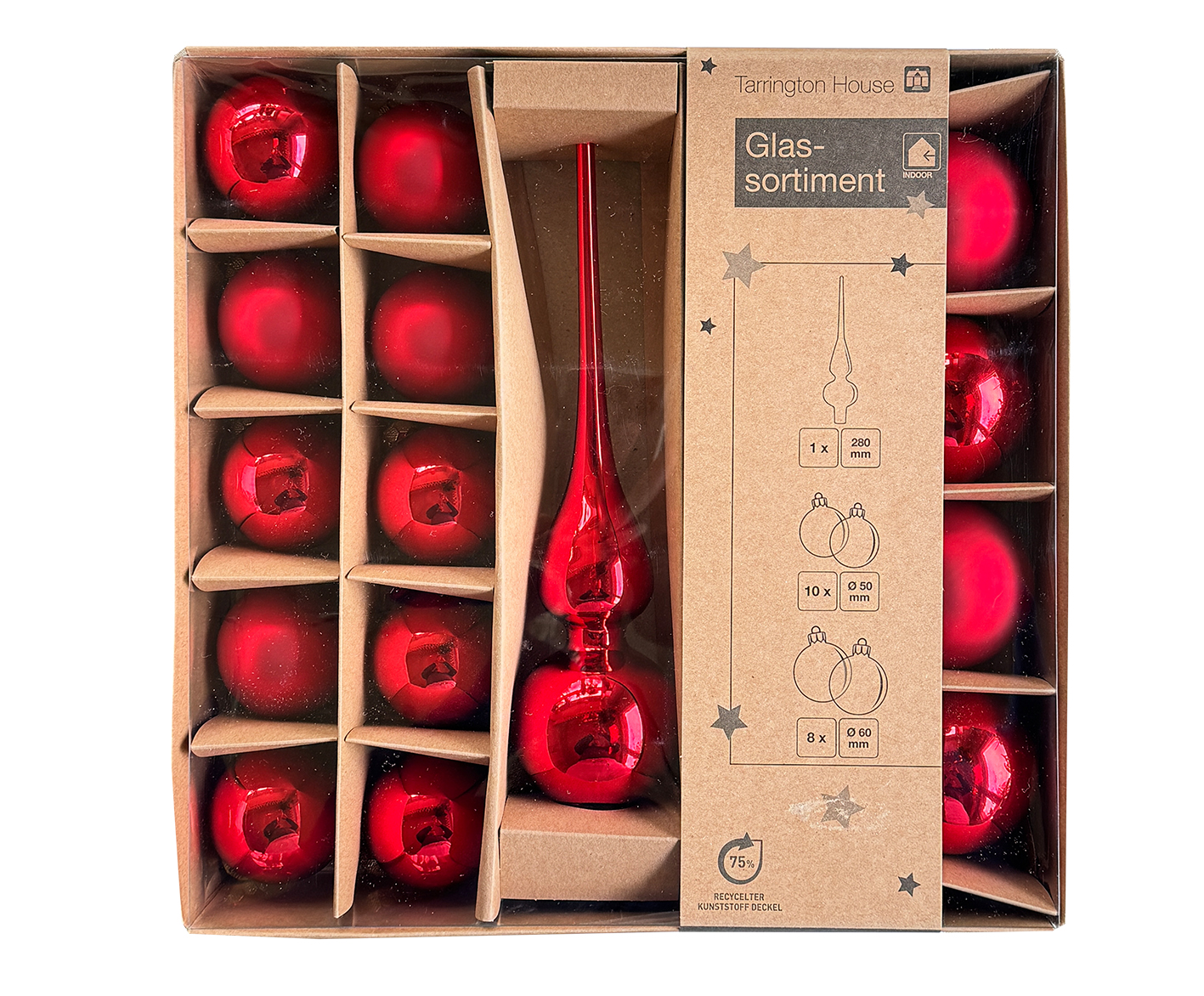 Christbaumschmuck, Kugel-Set 19 Stk., Rot, Glas