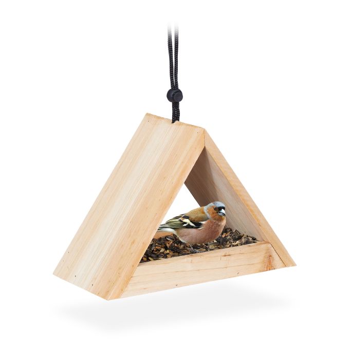 Vogelfutterhaus zum Hängen, dreieckig, Holz