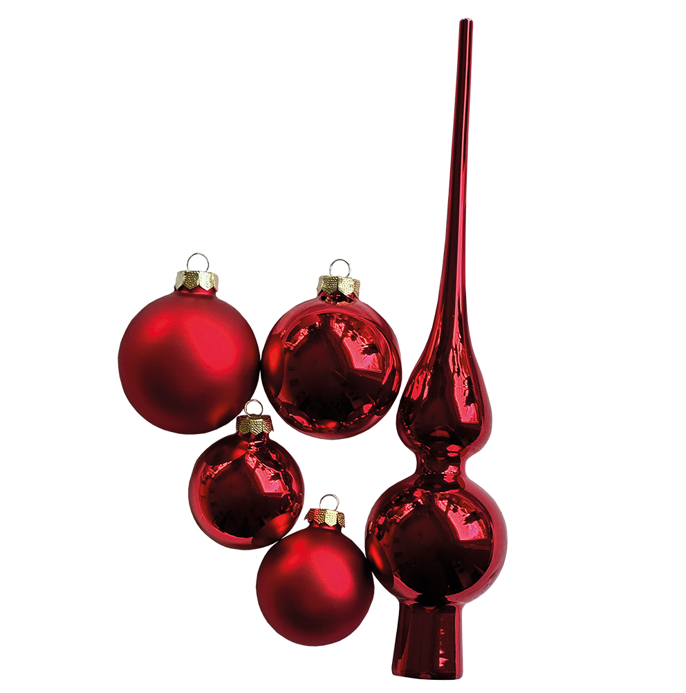 Christbaumschmuck, Kugel-Set 19 Stk., Rot, Glas Christbaumschmuck, Kugel-Set 19 Stk., Rot, Glas