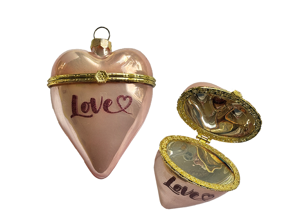 Christbaumschmuck, Geschenk-Herz, aufklappbar