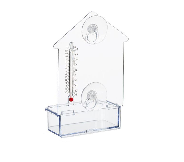 Vogelfutterhaus fürs Fenster, mit Thermometer