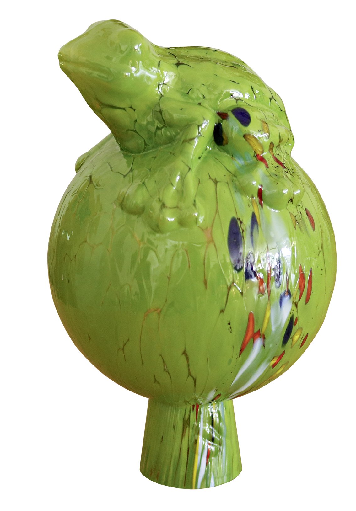 Rosenkugel 19 cm, "Froschkönig Grün", Glas