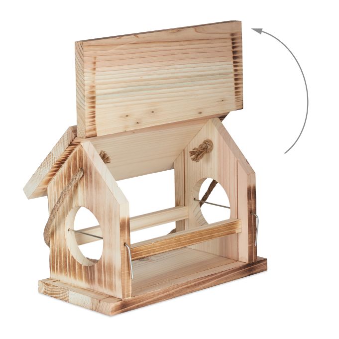 Vogelfutterhaus zum Hängen, mit Apfelspieß