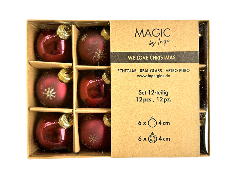 Christbaumschmuck, Kugel-Set 12 Stk., Purpur-Rot