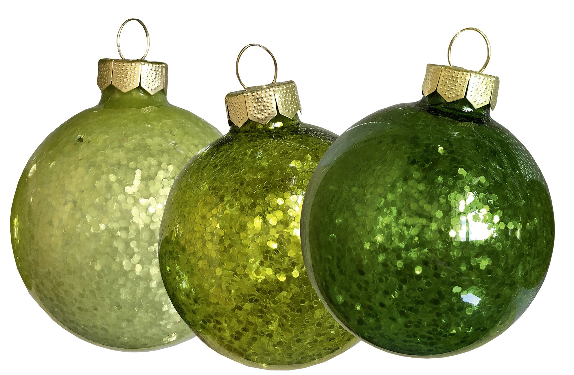 Christbaumschmuck, Kugel-Set 10 Stk., grün, Glas, mit LED-Beleuchtung