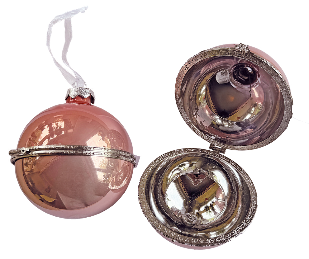 Christbaumschmuck, Geschenk-Kugel, aufklappbar Christbaumschmuck, Geschenk-Kugel, aufklappbar