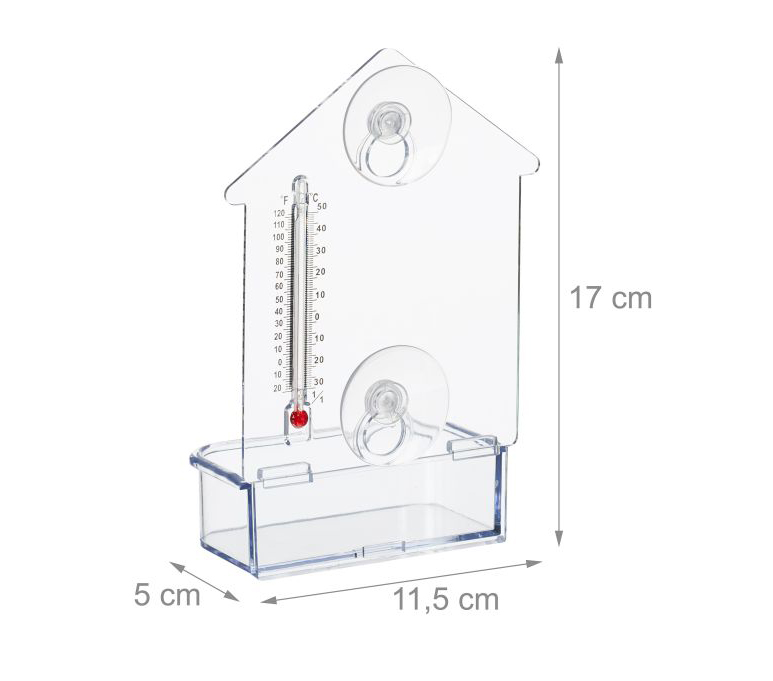 Vogelfutterhaus fürs Fenster, mit Thermometer Vogelfutterhaus fürs Fenster, mit Thermometer