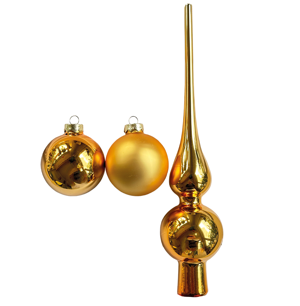 Christbaumschmuck, Kugel-Set 19 Stk., Gold, Glas