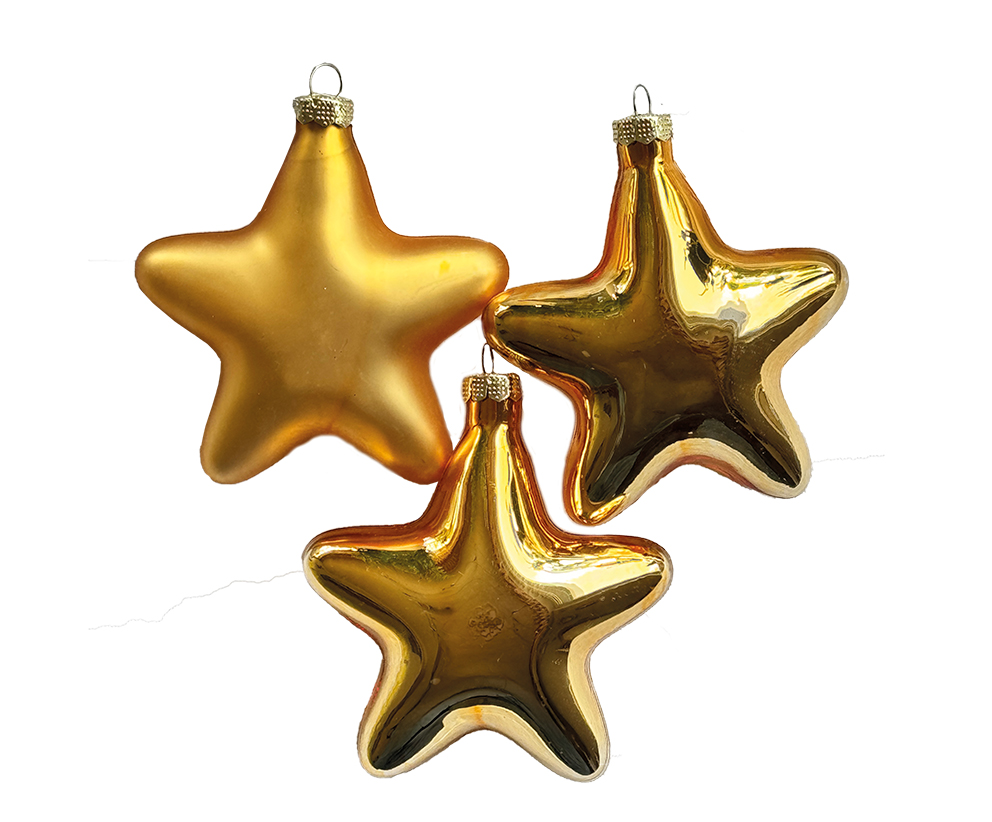 Christbaumschmuck, Sterne-Set 3 Stk., Gold, Glas