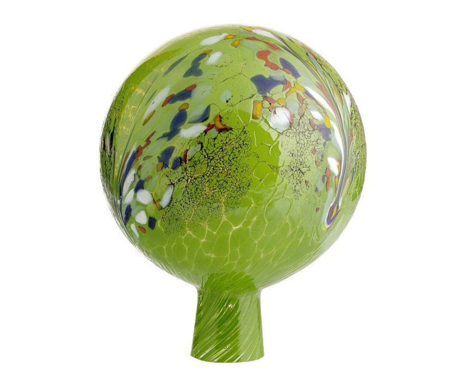 Rosenkugel 15 cm, "Grün/bunt betupft", Glas
