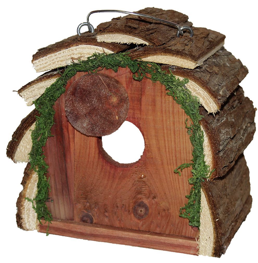 Eichhörnchen-Futterhaus, Holz, mit Rindendach Eichhörnchen-Futterhaus, Holz, mit Rindendach