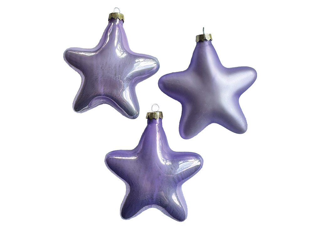 Christbaumschmuck, Sterne-Set 3 Stk., Violett Pastell, Glas