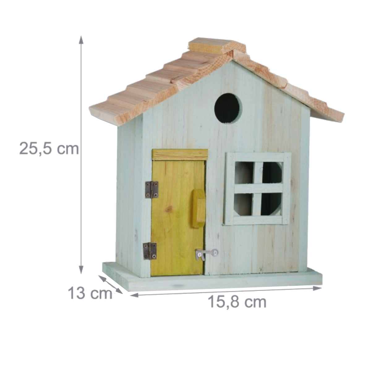 Vogelnistkasten mit Tür und Fenster